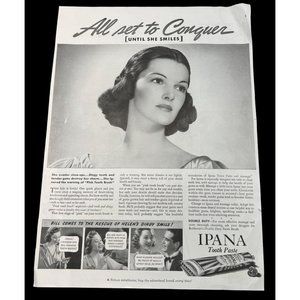 1938 Ipana Tooth Paste Vintage Print Ad Tooth Decay Dingy Teeth
